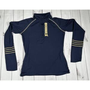 Michigan Wolverines Pro Edge Women's M 8/10 1/4 Zip Pullover Activewear Navy